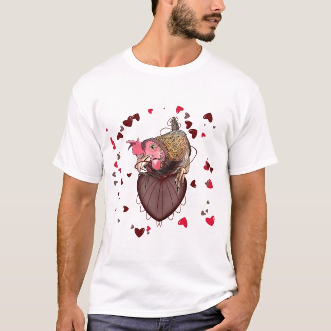 Hühner Pulling Heartstrings T-Shirt (Vorderseite)
