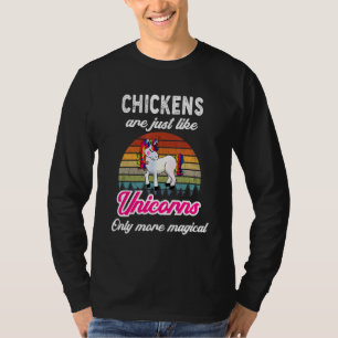 Hühner Retro Einhorn Vintager Sonnenuntergang T-Shirt