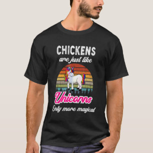 Hühner Retro Einhorn Vintager Sonnenuntergang T-Shirt