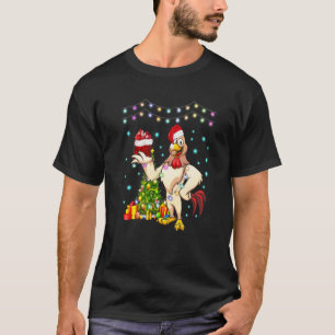 Hühner-Santa-Kostüm-Weihnachtslichter passende Fam T-Shirt
