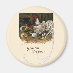 Hühner schlüpfen im Hühnerstall Vintage Ostern Magnet