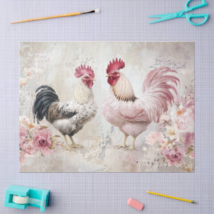 Hühner Shabby Chic Rosa Decoupage Seidenpapier