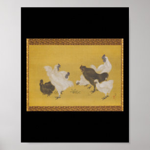 Hühner Silkie Seiden Design Kunst Poster