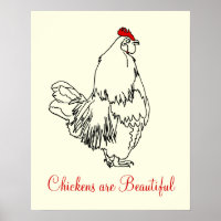Hühner sind schöne Funny Rooster Art Zeichnend