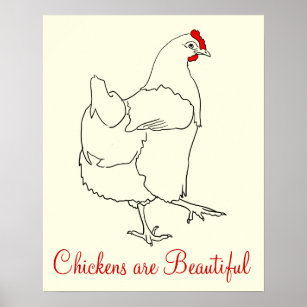 Hühner sind schöne Zeichnend Süße Tier Kunst Poster