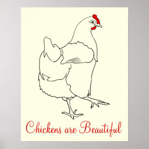 Hühner sind schöne Zeichnung süße Tierkunst Poster