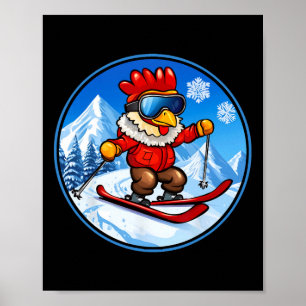 Hühner-Ski Poster