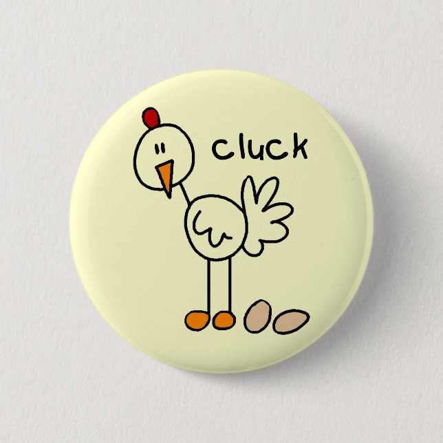 Hühner Stick Figure T-Shirts und Geschenke Button (Vorderseite)