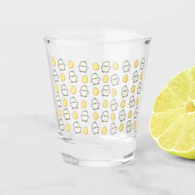 Hühner und Ei Schnapsglas (Vorderseite)