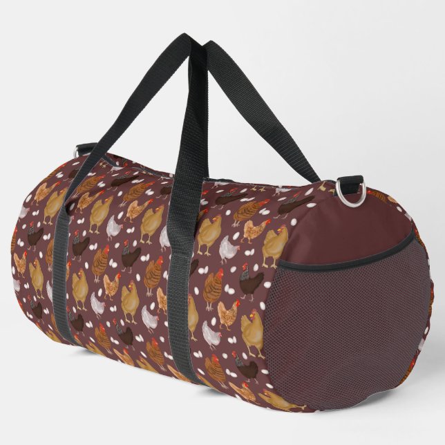 Hühner und Eier Duffle Bag (Rechte Ecke)