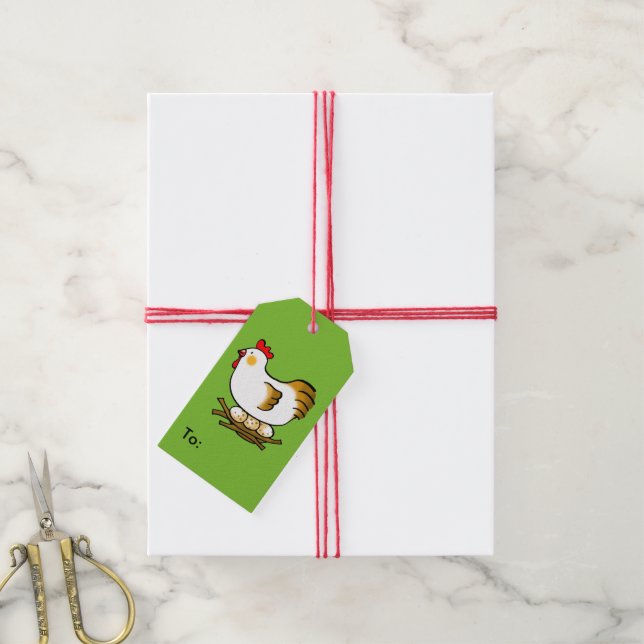 Hühner und Eier Geschenkanhänger (Mit Garn)