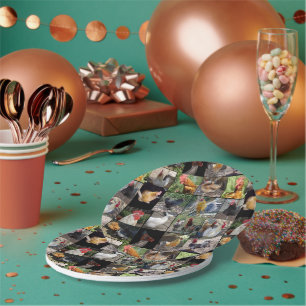 Hühner und Hähne Fotocollage,  Pappteller