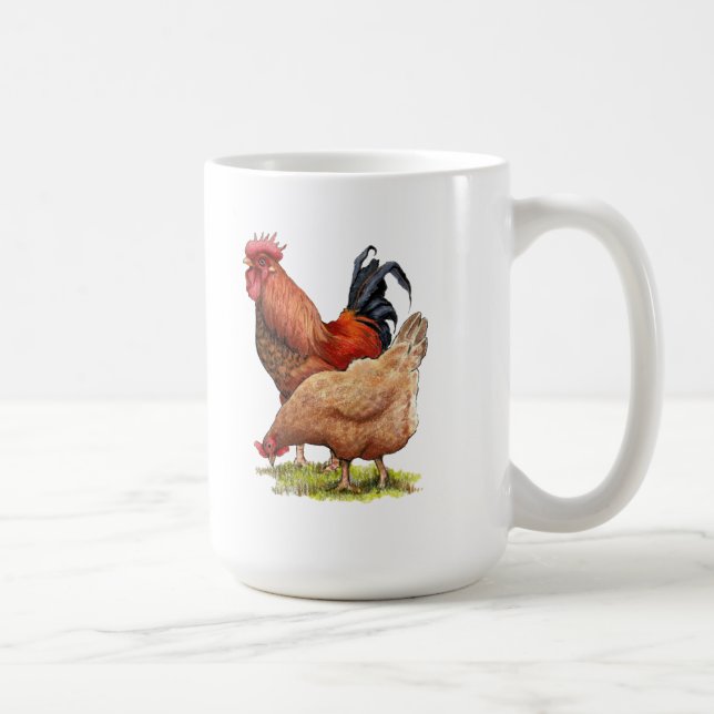 Hühner- und Hahnkunst, Geflügel, Bauernhoftiere Kaffeetasse (Rechts)