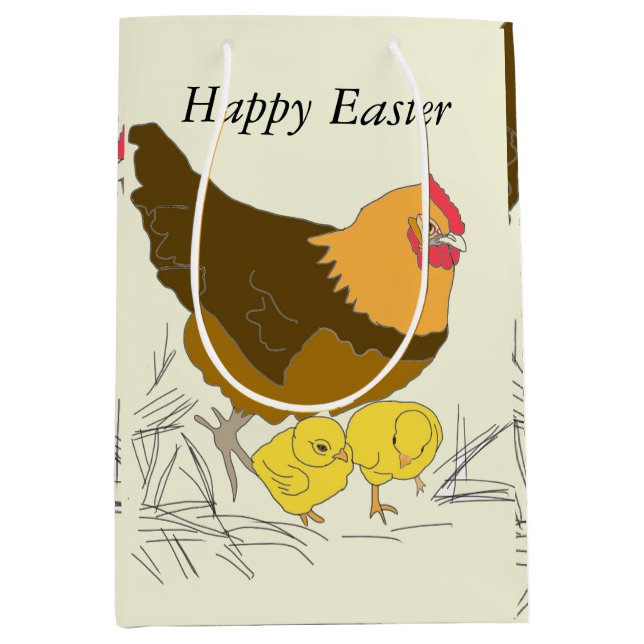 Hühner und Hühner Ostern Mittlere Geschenktüte (Vorderseite)