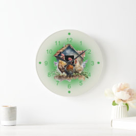 Hühner- und Hühnerstall-Farm Große Wanduhr