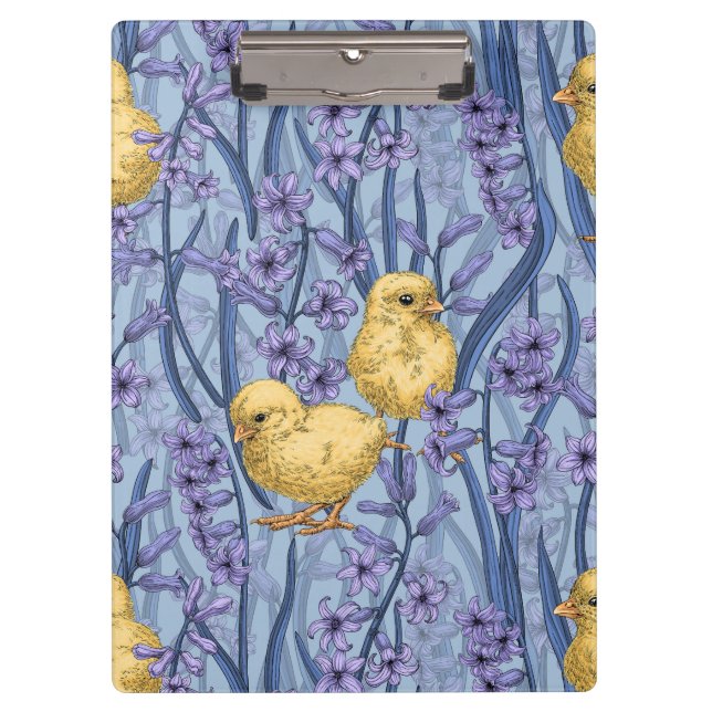 Hühner und Hyazinthen am Himmel Klemmbrett (Vorderseite)