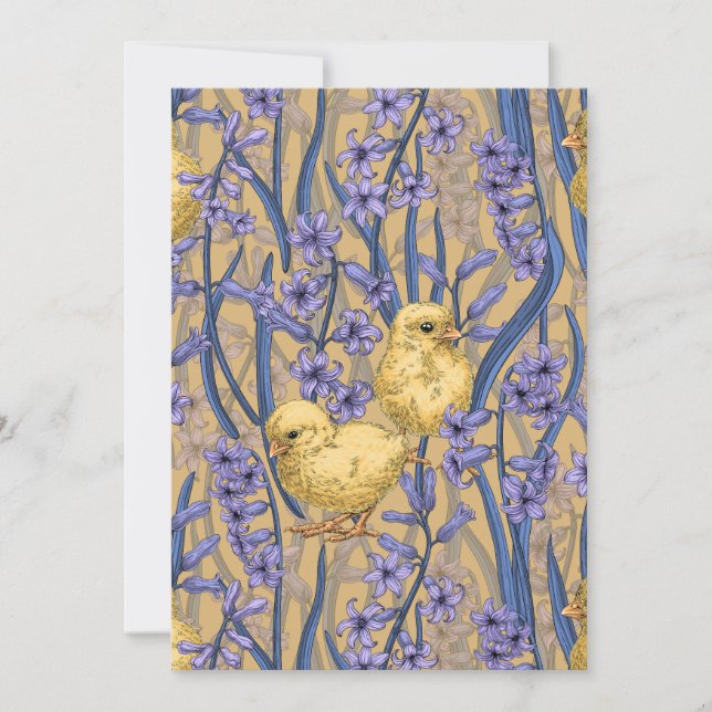 Hühner und Hyazinthen in Gelb (Vorderseite)