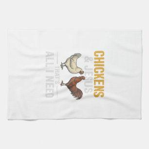 Hühner Und Jesus Vintage-Farm-Glaubens-Shirt_1 Geschirrtuch