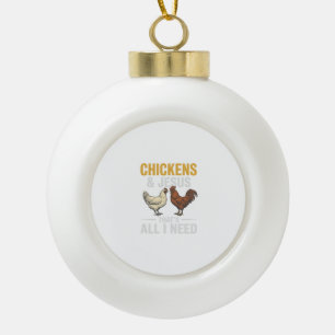 Hühner Und Jesus Vintage-Farm-Glaubens-Shirt_1 Keramik Kugel-Ornament