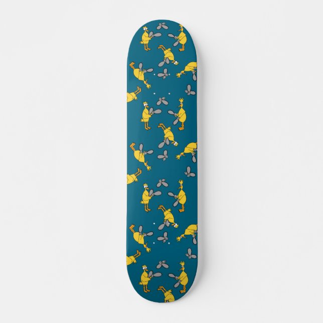 Hühner und Kettensägen blau Skateboard (Vorne)