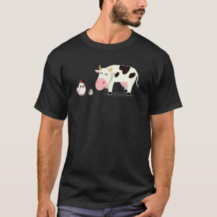Hühner und Kuh mit Eierkuchen Hühnerhähnchen Lady T-Shirt