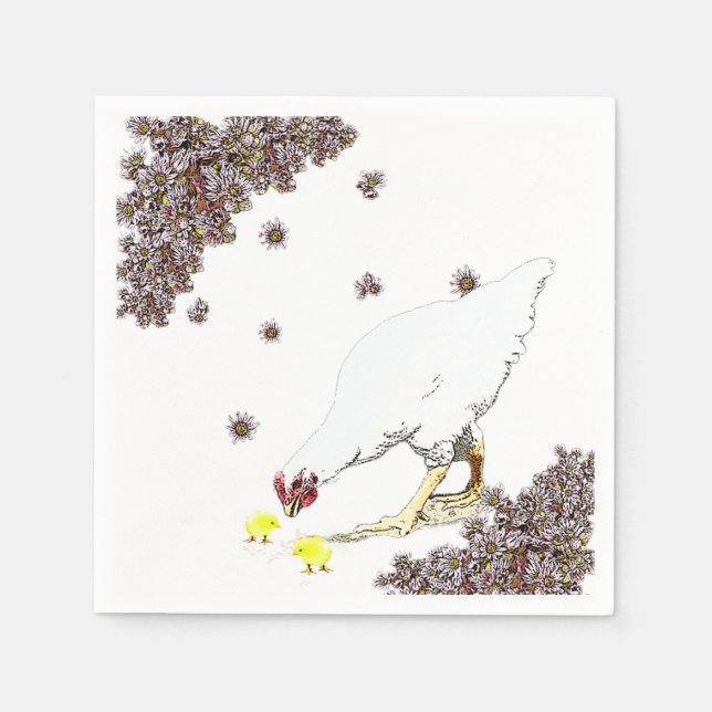 Hühner und Küken Serviette (Vorderseite)