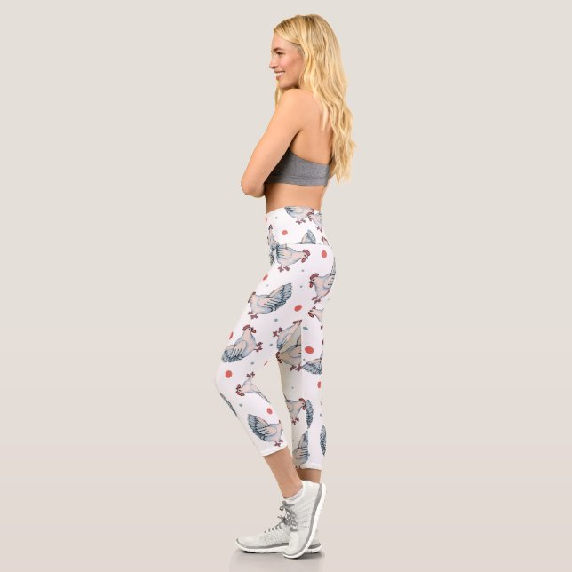 Hühner und Punkte  Capri Leggings (Links)
