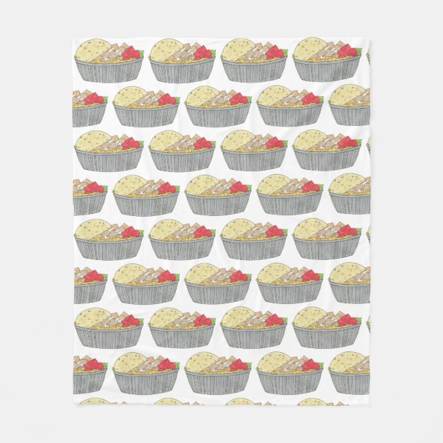 Hühner- und Reisplatterplatte NYC Halal Cart Food Fleecedecke (Vorderseite)