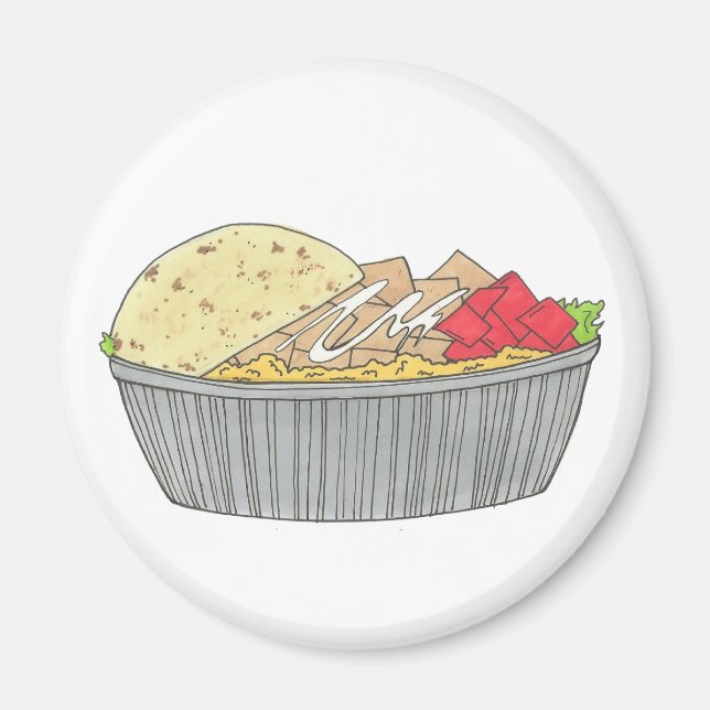 Hühner- und Reisplatterplatte NYC Halal Cart Food Magnet (Vorne)