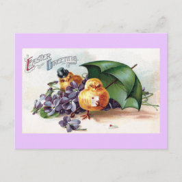 Hühner und Violetten Vintag Ostern Feiertagspostkarte