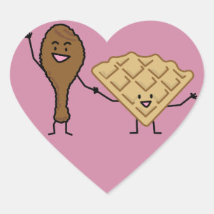 Hühner und Waffeln, amerikanisch und südlich koche Herz-Aufkleber