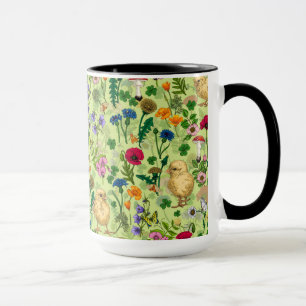 Hühner und Wildblumen auf Honigtau Tasse