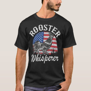 Hühner Vater Bauer Daddy Us Flag Rooster Whispere T-Shirt