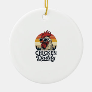 Hühner-Vater-Hahn Vintage-Sonnenuntergang-Vektor-D Keramik Ornament