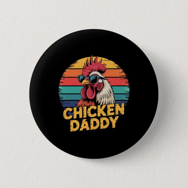 Hühner-Vater Retro-Nutztierliebhaber  Button (Vorderseite)