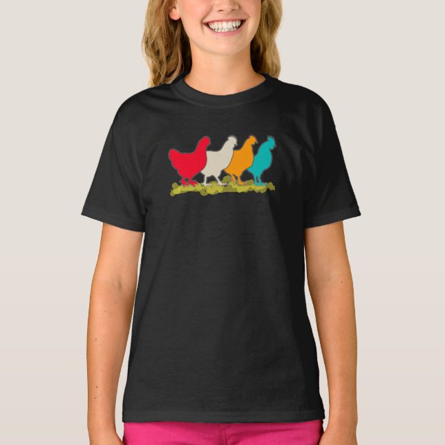 Hühner verschiedener Farben T-Shirt (Vorderseite)