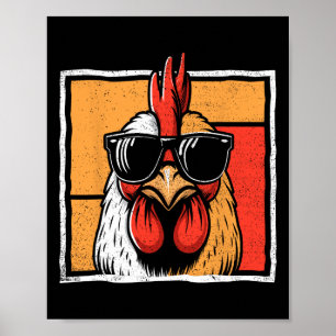 Hühner Vintag Funny Rooster Bauer Hühner Fass Poster