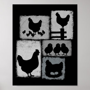 Hühner Vintage Collage Hühnerliebhaber Bauer Poster