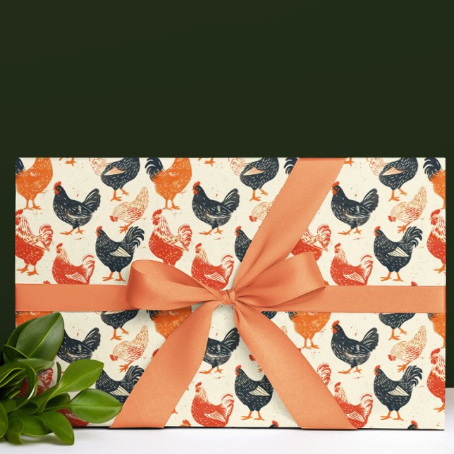 Hühner Vintage Muster Geschenkpapier (Von Creator hochgeladen)