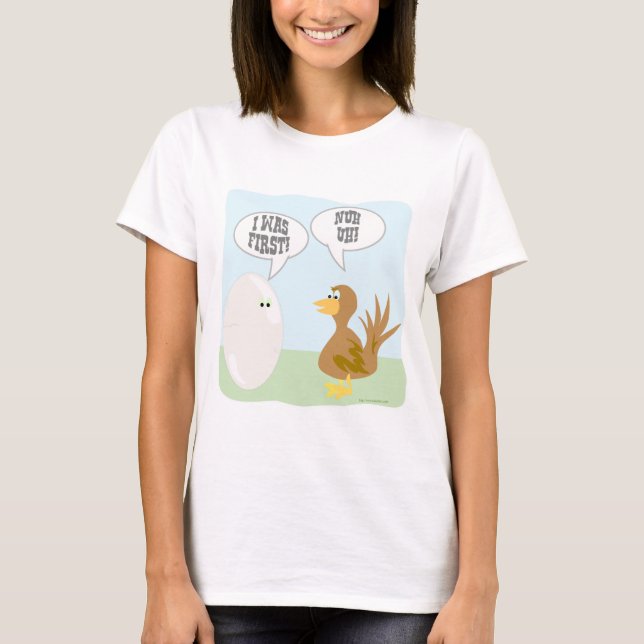 Hühner Vs Egg Funny Animal Cartoon Design T-Shirt (Vorderseite)
