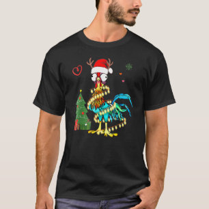 Hühner-Weihnachts-Rentier-Weihnachtslichter-Pyjama T-Shirt