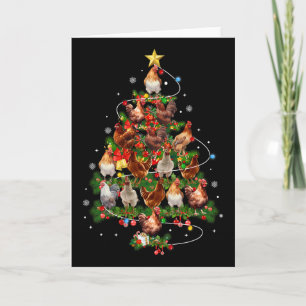 Hühner-Weihnachtsbaum-Lichter-Santa-Hut-Weihnachte Karte