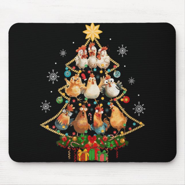 Hühner-Weihnachtsbaum-Santa-Hut-Xmas-Licht für Dam Mousepad (Vorne)
