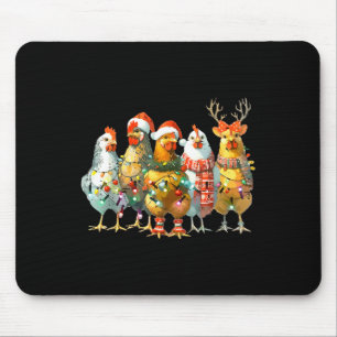 Hühner-Weihnachtslichter Bauernhof-Tier-Feiertag Mousepad
