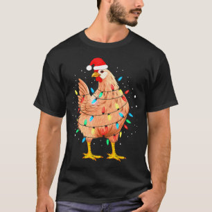 Hühner-Weihnachtslichter-Bauernhof-Tier-Lustige We T-Shirt