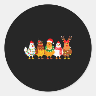 Hühner-Weihnachtslichter Farm-Mädchen Tierliebhabe Runder Aufkleber