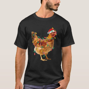 Hühner-Weihnachtslichter-Santa-Bauernhof-Tier-Huhn T-Shirt