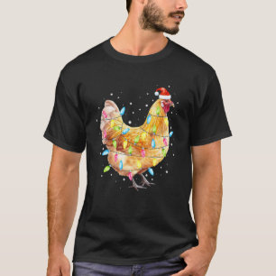 Hühner-Weihnachtslichter-Santa-Hut-Hühnerfarm An T-Shirt