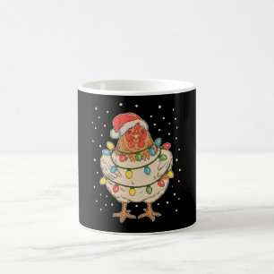 Hühner-Weihnachtslichter-Santa-Hut-Weihnachten-Fes Kaffeetasse