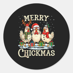 Hühner-Weihnachtsmann-Hut Fröhliche Chickmas Weihn Runder Aufkleber